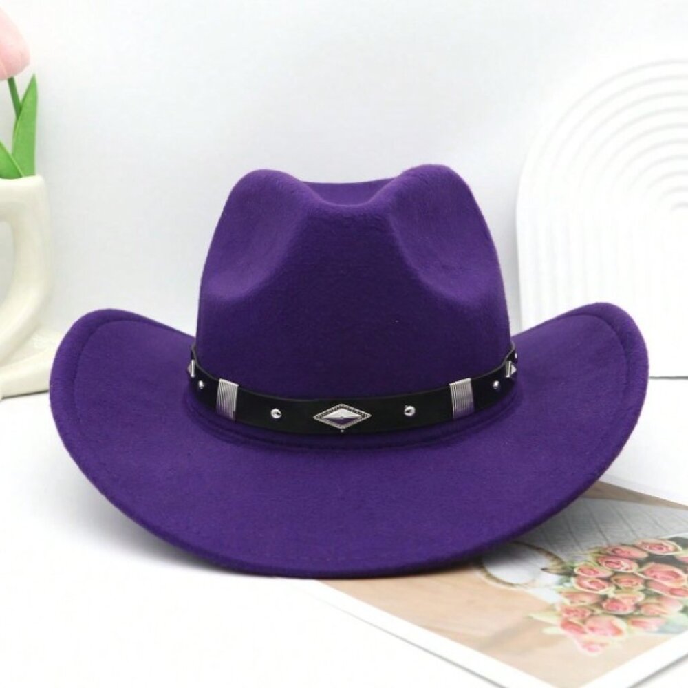 Purple Western Cowboy, Cowgirl Hat, Silver Diamond Band – Unisex‎ Rodeo Hat - Picture 2 of 5